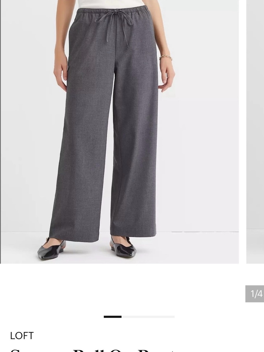 LOFT Charcoal Wide-Leg Pull-On Pants